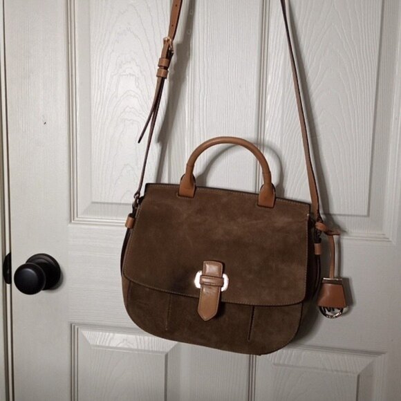 Michael Michael Kors Romy Medium Messenger Saddle Type BaG Leather & Suede - Picture 1 of 8